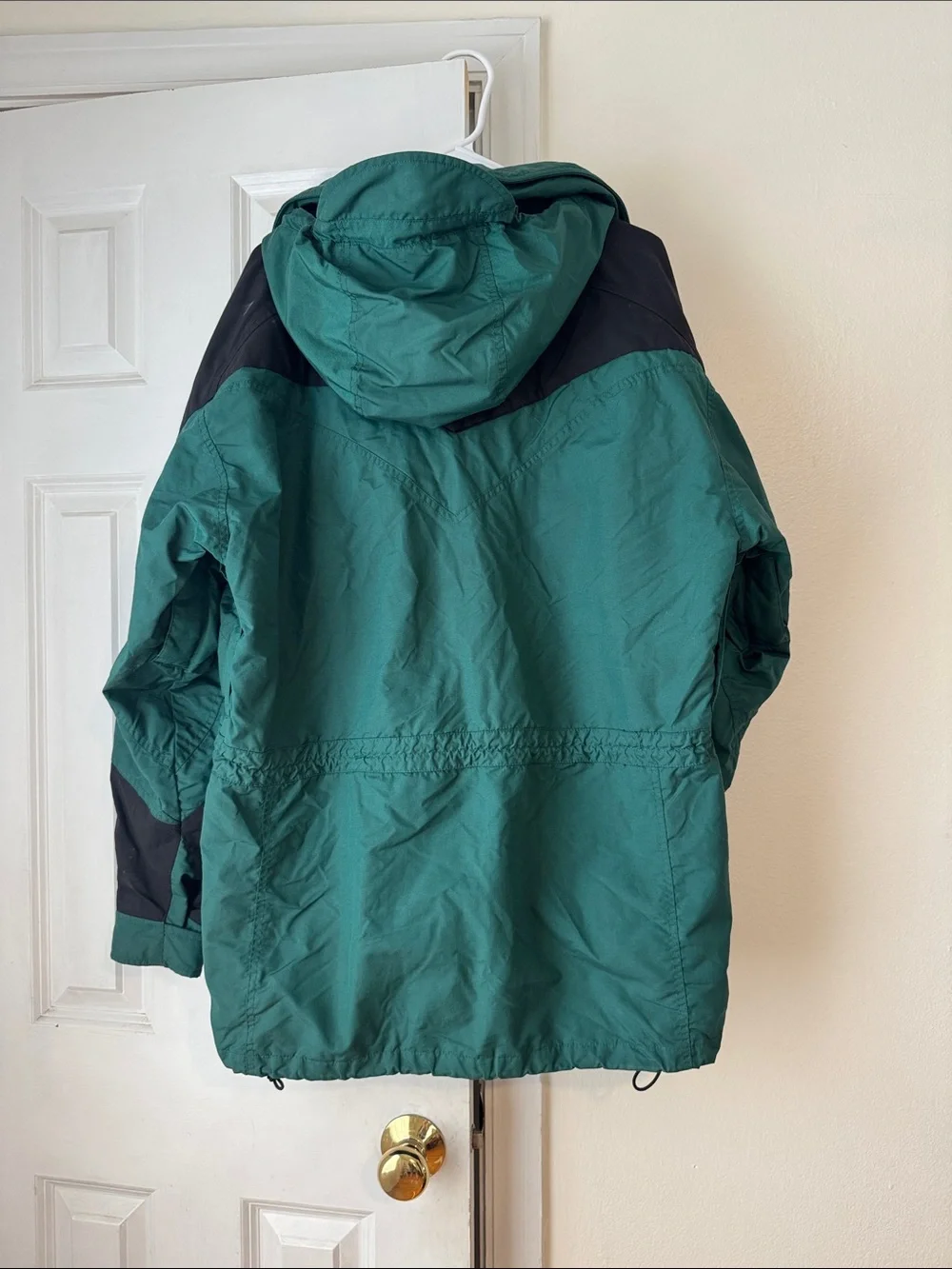 Vintage 90s The North Face Green Black Colorblock Hooded Ski Snow Jacket Large